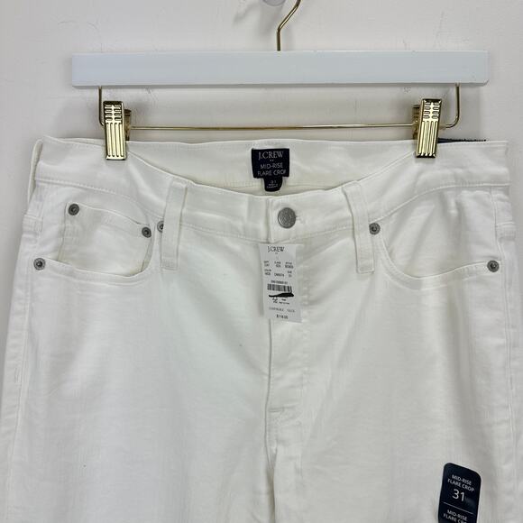J.Crew Flare Crop White Jean Signature Stretch Denim Mid Rise Ankle US 31 NWT - Picture 7 of 14